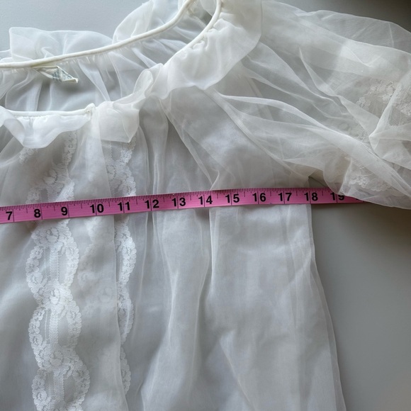 VINTAGE RADCLIFFE White Peignoir Nightgown 50s Chiffon Laced Two Piece Set - Picture 16 of 16